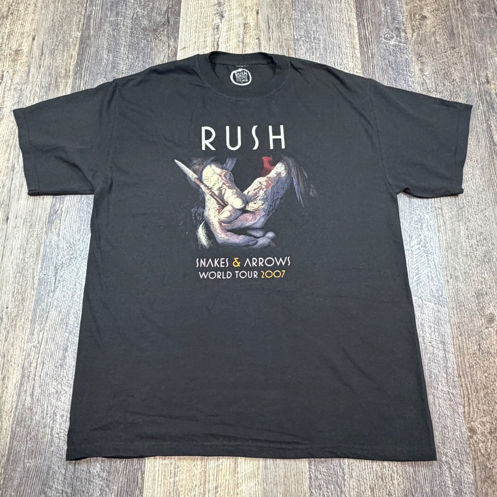 Rush Snakes and Arrows World Tour 2007 Band T-Shirt Mens Large Black Concert Tee